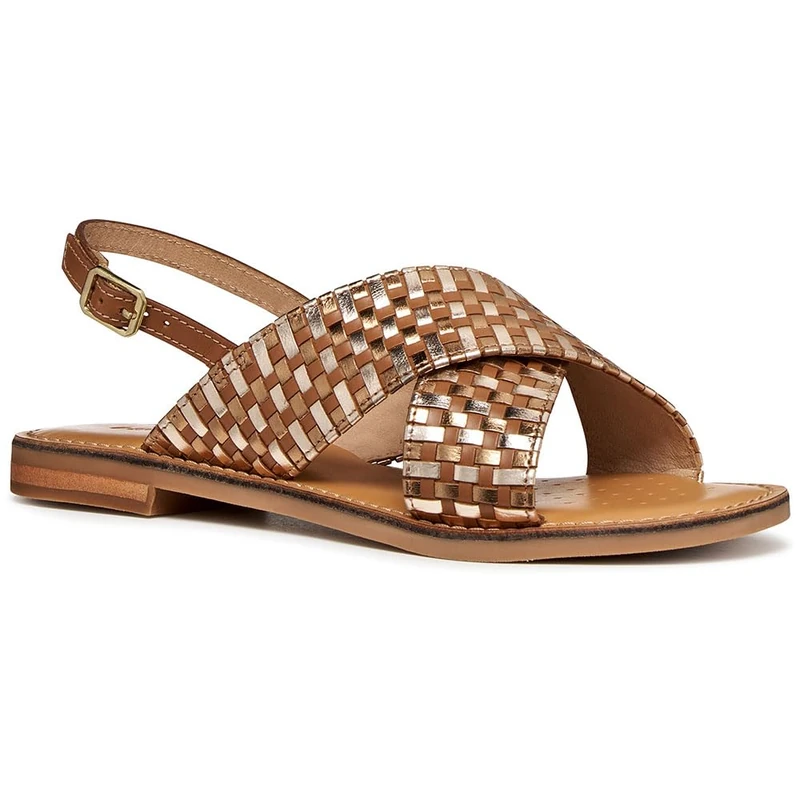 Geox Women D Maddalusiac N Flat Sandal, Camel Bronze, 4.5 UK