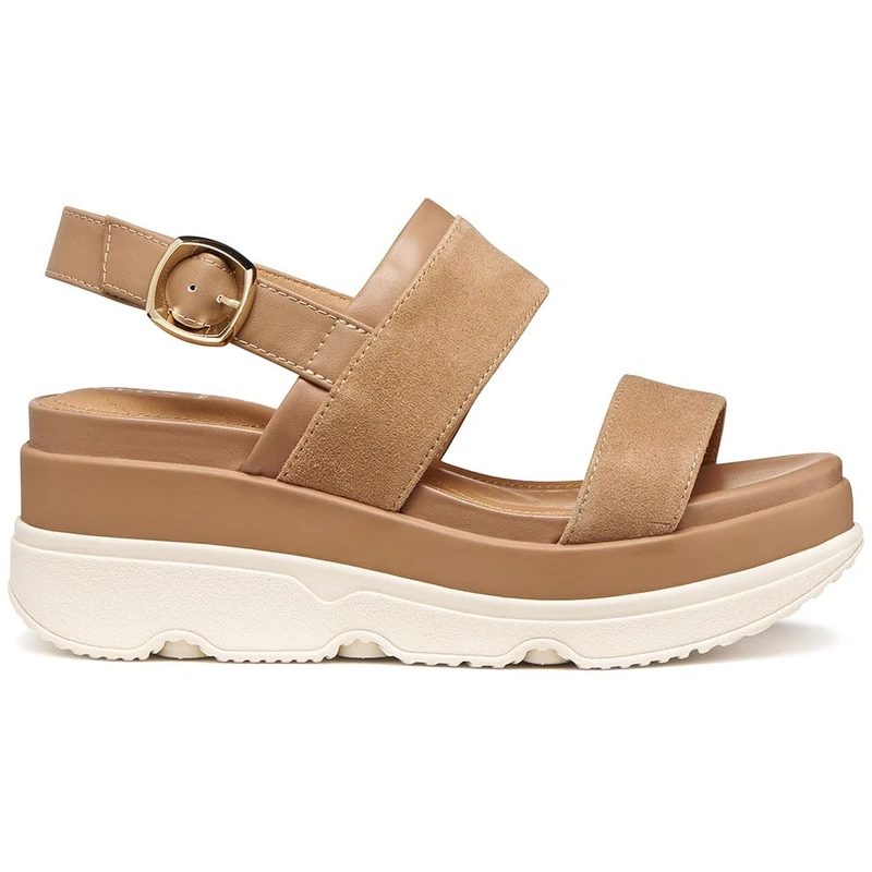 Geox Women's D Gardenia A Wedge Sandal, Beige, 37.5 EU