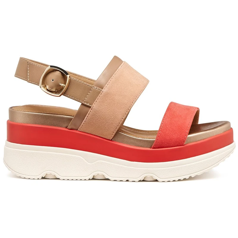 Geox Women's D Gardenia A Wedge Sandal, Peach/LT Brown, 37.5 EU