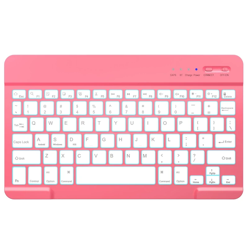 Bluetooth Keyboard, iPad Tablet Rechargeable Wireless Keyboard, QWERTY Quiet Portable for iPad, iPhone, Samsung, Lenovo, Huawei, Compatible Windows/Android/iOS (Watermelon Red)