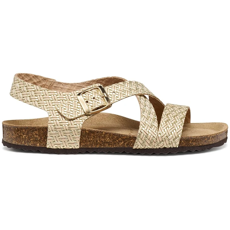 Geox Women's D BRIONIA B Flat Sandal, LT Gold, 37 EU - Image 1