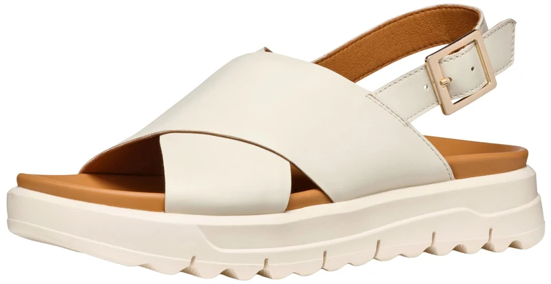 Geox Women's D XAND 2.1S E Wedge Sandal, Off White, 41 EU