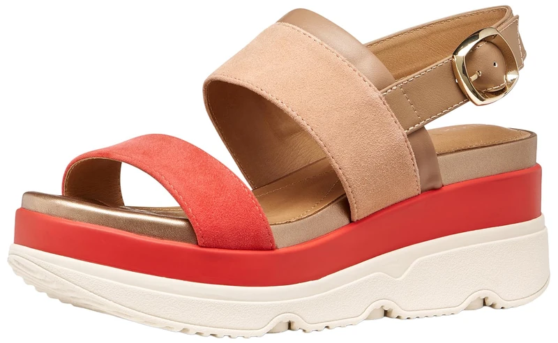 Geox Women's D Gardenia A Wedge Sandal, Peach/LT Brown, 40 EU