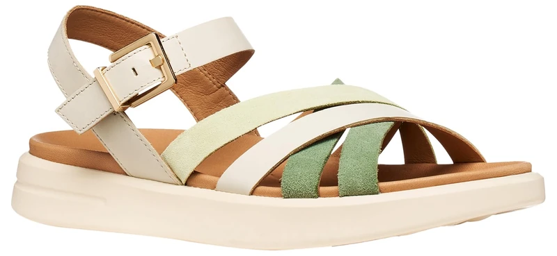 Geox Women D Xand 2s B Wedge Sandal, Lt Sand Olive, 8 UK