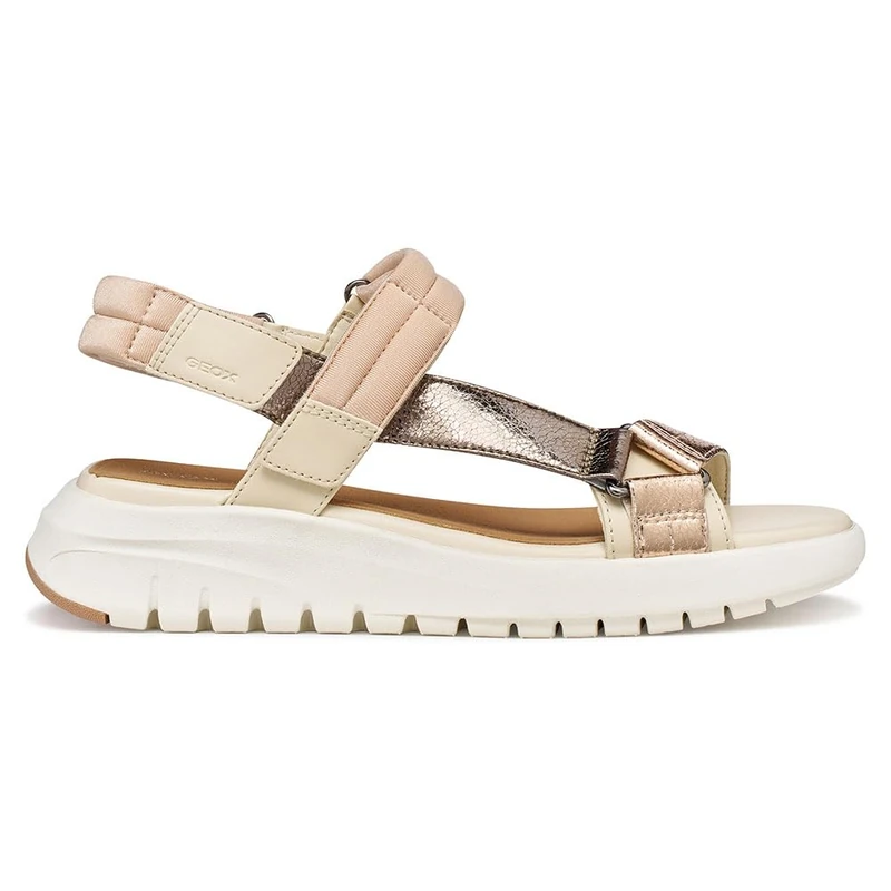 Geox Women's D FLEXTRIDE S D Wedge Sandal, Papyrus/DK Beige, 37 EU