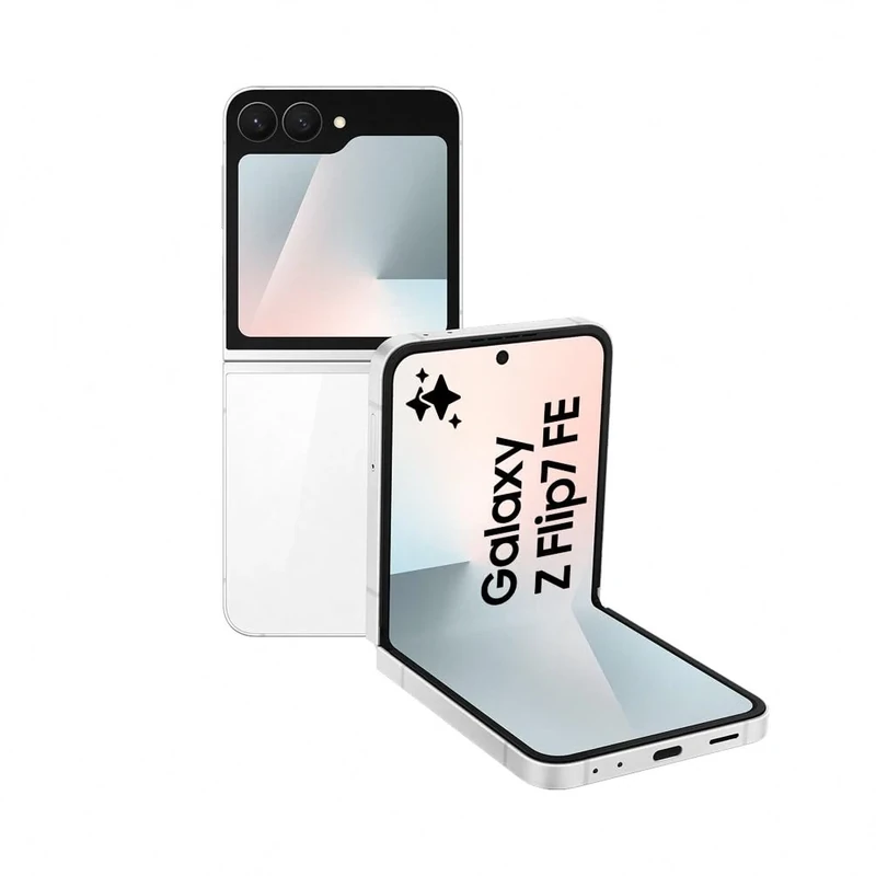 Samsung Galaxy Z Flip7 FE AI Phone, Foldable Design, Wide Cover Screen, 50 MP Camera, Smooth Processor, 256GB Storage, 8 GB Memory, White, 3 Year Extended Warranty (UK Version)