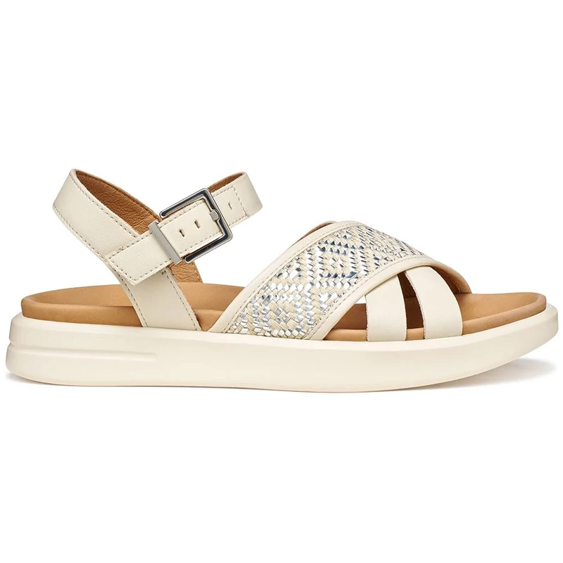 Geox Women's D XAND 2S B Wedge Sandal, Papyrus, 41 EU