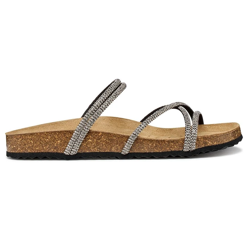 Geox Women's D BRIONIA R I Flat Sandal, Black, 38 EU