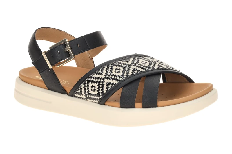 Geox Women's D XAND 2S B Wedge Sandal, Black, 42 EU