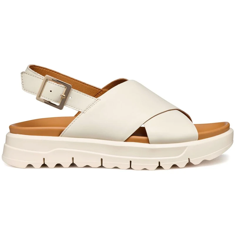 Geox Women's D XAND 2.1S E Wedge Sandal, Off White, 39 EU
