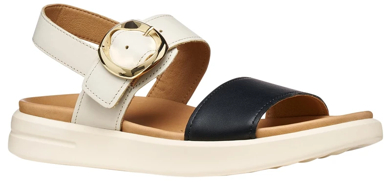 Geox Women D Xand 2s A Wedge Sandal, Lt Sand Black, 8 UK