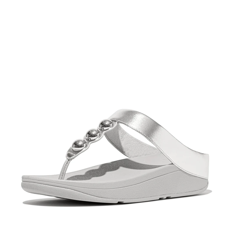 Fitflop FINO MIRROR-DOME METALLIC-LEATHER TOE-POST SANDALS - Image 1