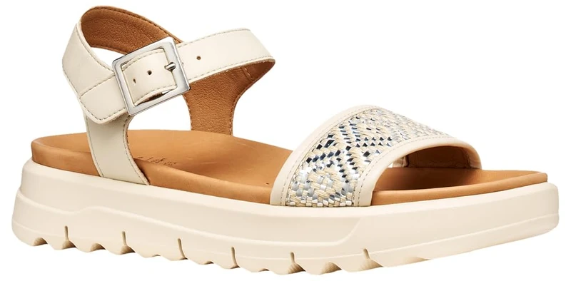 Geox Women's D XAND 2.1S C Wedge Sandal, Papyrus, 37 EU