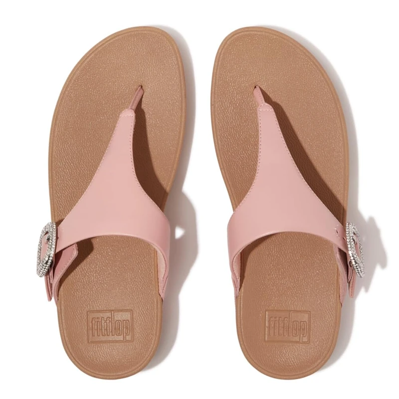 Fitflop LULU CRYSTAL-BUCKLE LEATHER TOE-POST SANDALS