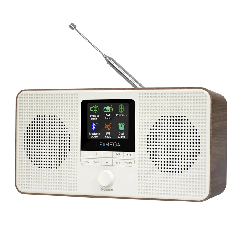 LEMEGA IR4S Stereo WIFI Internet Radio,Portable DAB/DAB+/FM Digital Radio,Spotify Connect,Bluetooth Speaker,Dual Alarms Clock,60 Presets,Headphone-Output,Batteries or Mains Powered,Walnut