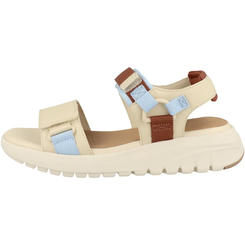 Geox Women's D FLEXTRIDE S C Wedge Sandal, Papyrus/Crystal, 37 EU - Image 1
