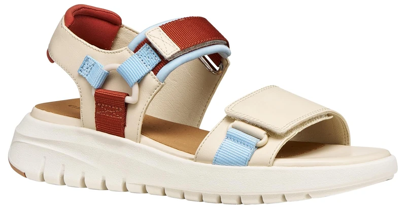 Geox Women D Flextride S C Wedge Sandal, Papyrus Crystal, 5 UK