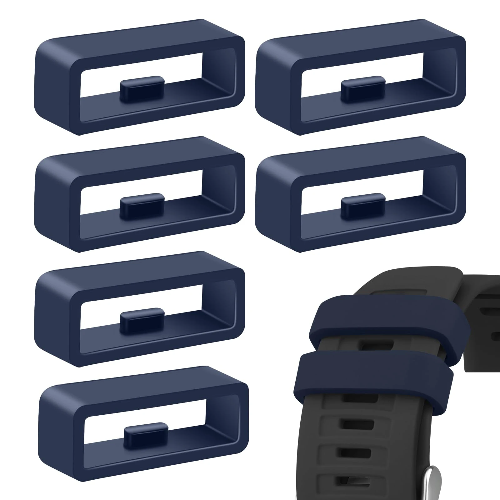 6 Pcs Strap Loop for Garmin Forerunner 255, 265, Venu 2/Venu 3/Vivoactive 4, 22mm Lock Ring Replacement Watch Band Ring Smartwatch Keeper Deep blue