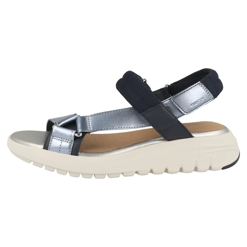 Geox Women's D FLEXTRIDE S D Wedge Sandal, Navy/AVIO, 39 EU