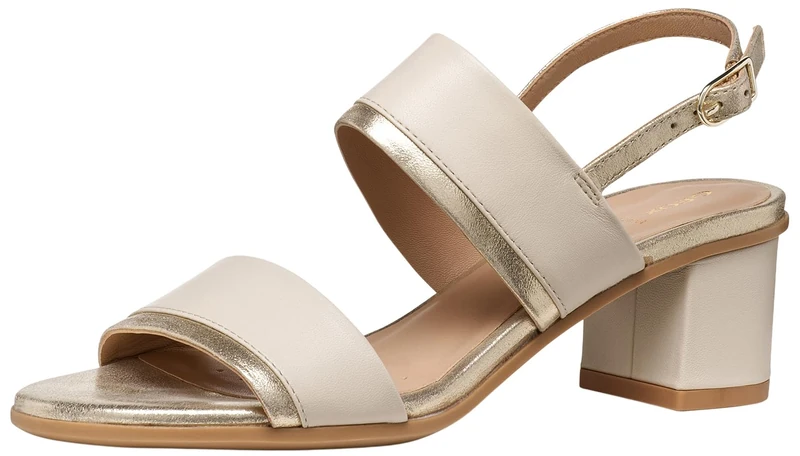 Geox Women's D AURELY 50 B Heeled Sandal, Papyrus/LT Gold, 41 EU