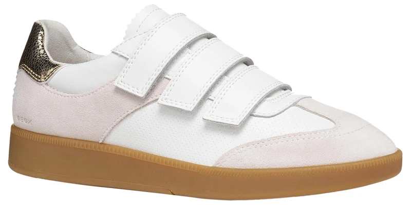 Geox Women D Meleda A Sneaker, White Lt Ivory, 4 UK