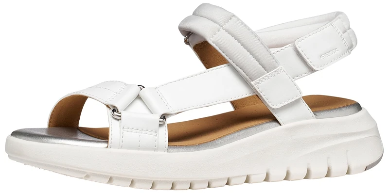 Geox D Flextride S D, Women's Wedge Sandals, White Lt Grey, EU 39 - UK 6