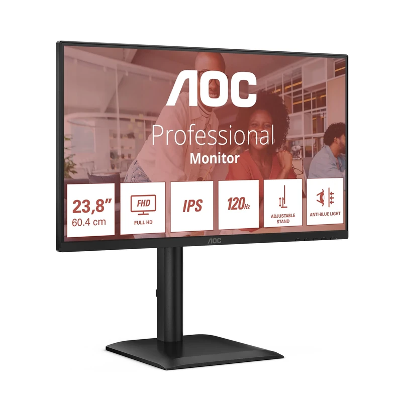 AOC 24E4U 24 Inch FHD Monitor, 120Hz, IPS, 1ms MPRT, Adaptive Sync, HDR Mode, Height Adjustment (1920x1080,HDMI 1x 1.4,DP 1x 1.2, USB Hub) Black