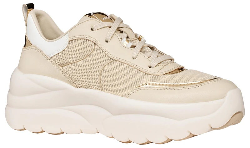 Geox Women's D XTORS B Trainers, Papyrus/LT Gold, 40 EU