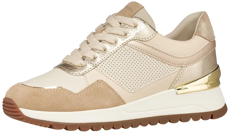 Geox Women's D DESYA A Trainers, Papyrus/LT Gold, 38 EU