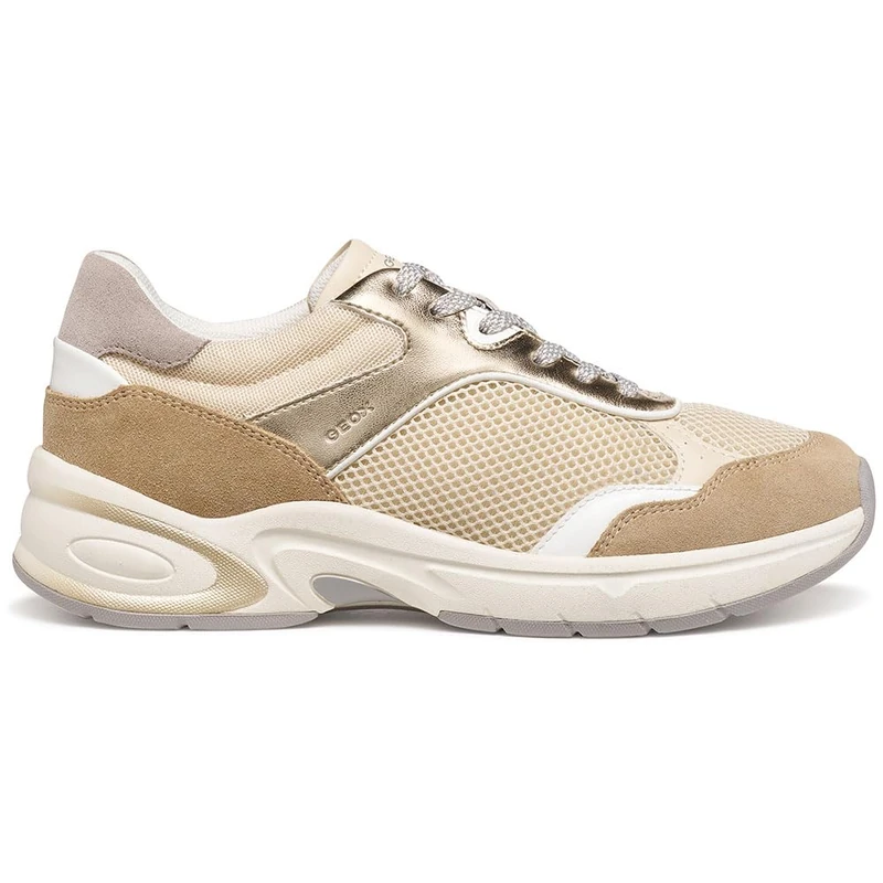 Geox Women D Zarvia A Sneaker, Papyrus White, 7.5 UK