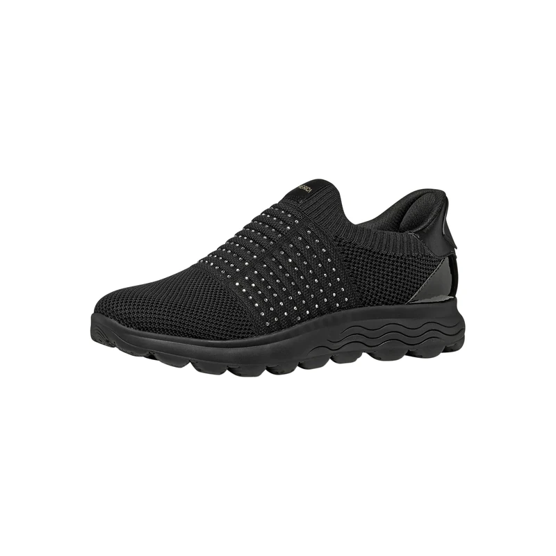 Geox Women's D Spherica Plus C Sneaker, Black, 39 EU