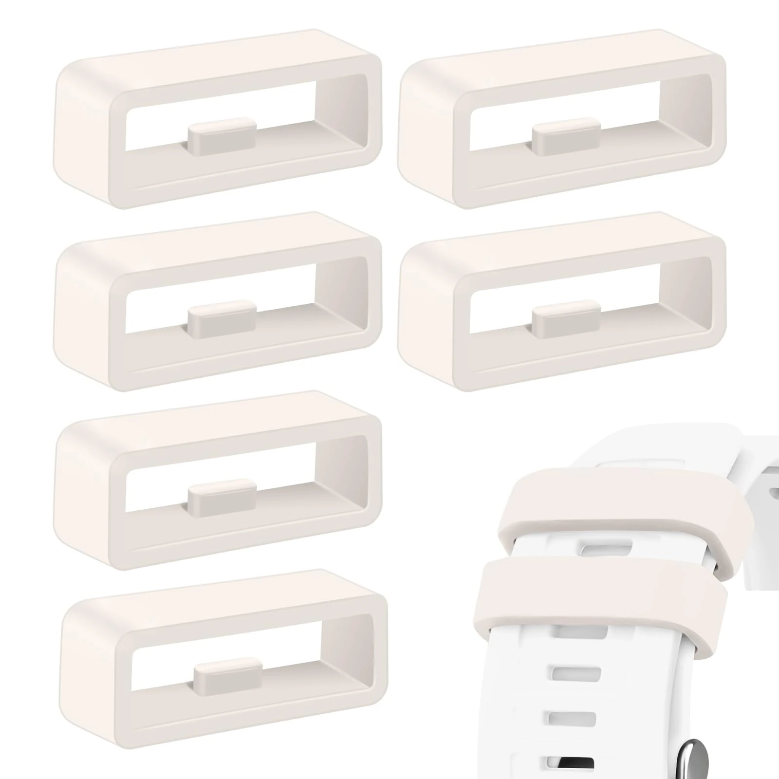 6 Pcs Strap Loop for Garmin Forerunner 255, 265, Venu 2/Venu 3/Vivoactive 4, 22mm Lock Ring Replacement Watch Band Ring Smartwatch Keeper Starlight