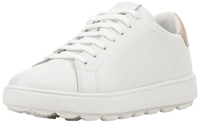 Geox Women D Spherica Ecub-1 B Sneaker, White Lt Gold, 4 UK