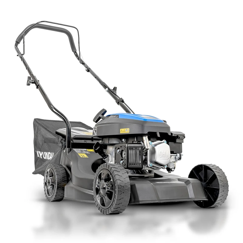 Hyundai Petrol Lawn Mower, 16'' 39cm Cutting Width, 131cc Engine, 35L Collection Bag and Rear Discharge, Hand Push, Black Edition