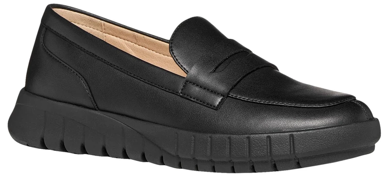 Geox Women's D Flexride B Moccasin, Black, 38.5 EU