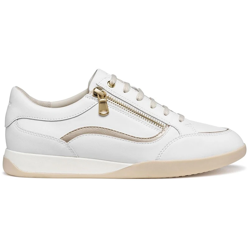 Geox Women's D MARYEMY C Trainers, White/LT Gold, 38 EU