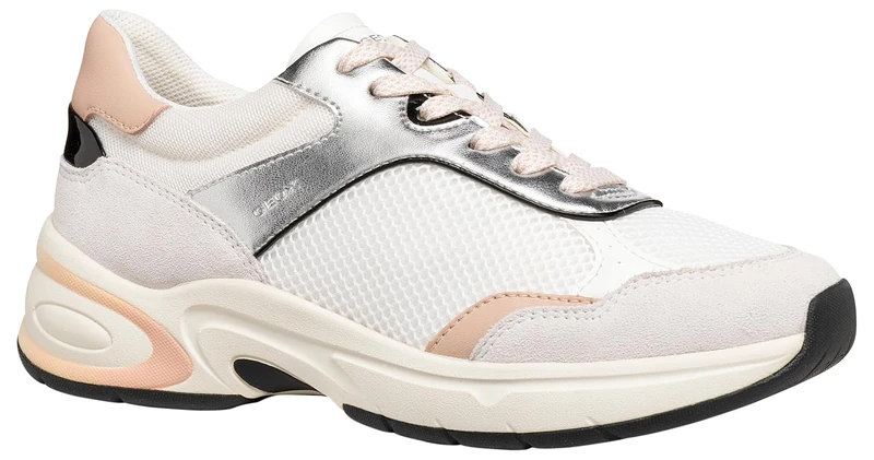 Geox Women's D Zarvia A Trainers, White/Silver, 40 EU