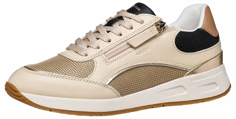 Geox Women's D BULMYA B Trainers, Papyrus/Black, 40 EU