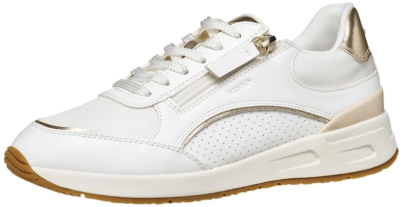 Geox Women D Bulmya B Sneaker, White Lt Gold, 6 UK