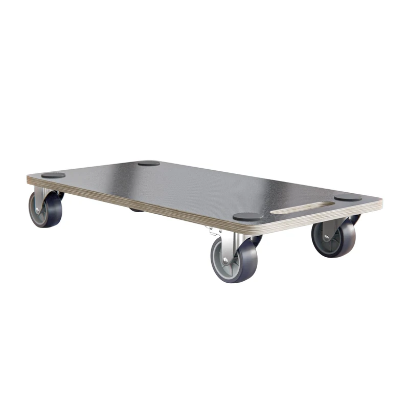 Amig – Rolling Platform – Rectangular Rolling Support – 4 Non-Slip Pads – 60 x 34 cm – Max Load: 350 KG – 4 Wheels: 2 with Brake – MDF – FSC Certified – Black - Image 1