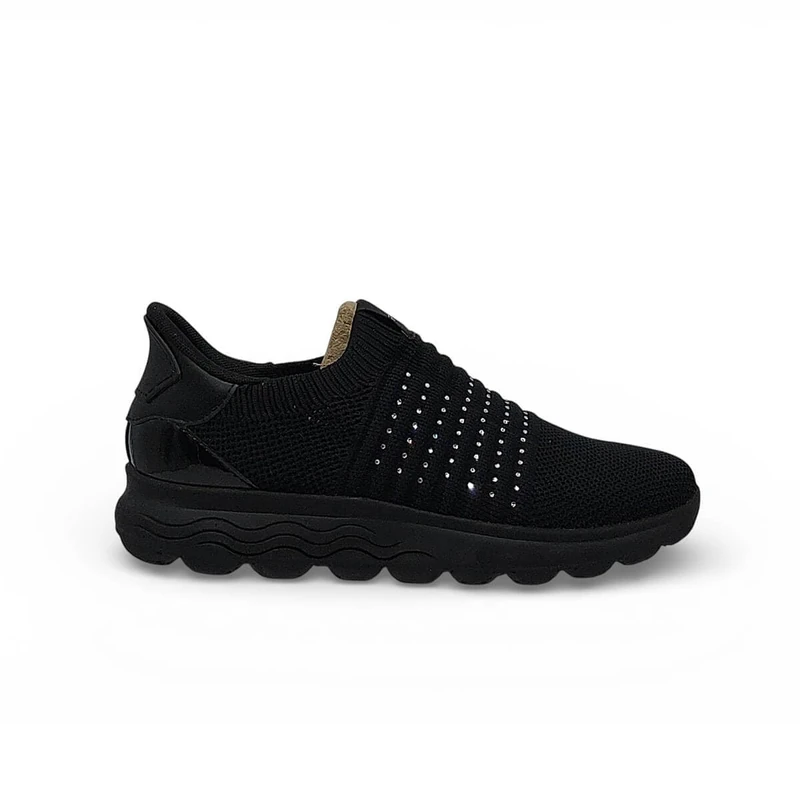 Geox Women's D SPHERICA Plus C Trainers, Black, 41 EU