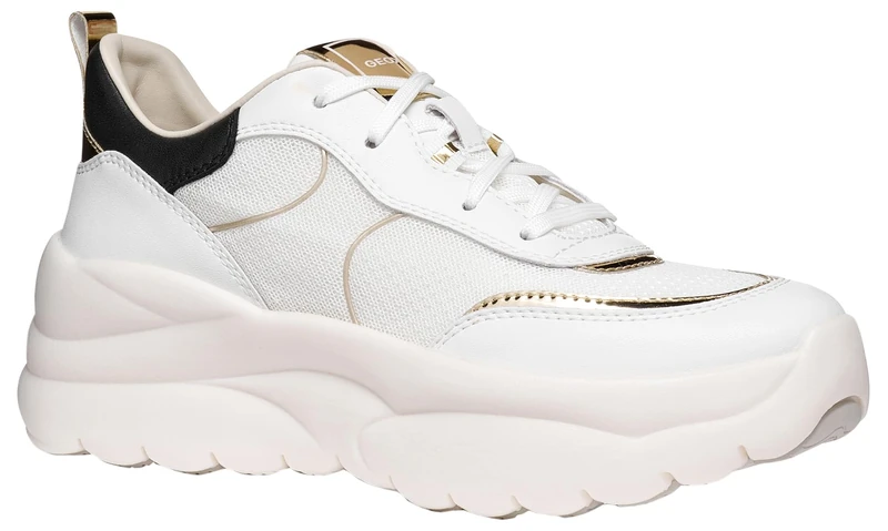 Geox Women's D XTORS B Trainers, White/LT Gold, 41 EU