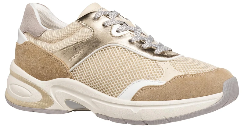 Geox Women's D Zarvia A Trainers, Papyrus/White, 40 EU