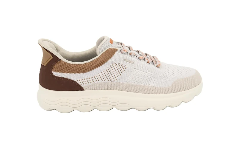 Geox Men's U Spherica Plus E Trainers, Off White/Brown, 46 EU