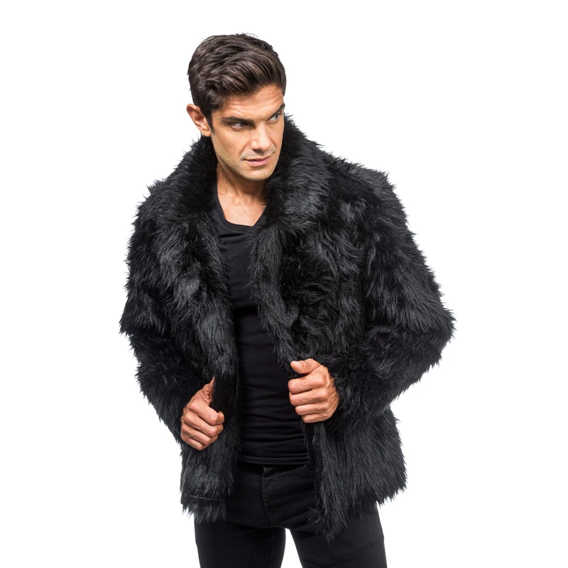 Chaks - Adult Faux Fur Jacket Faux Fur Jacket for Carnival, Festival, Party Fashion, black, M