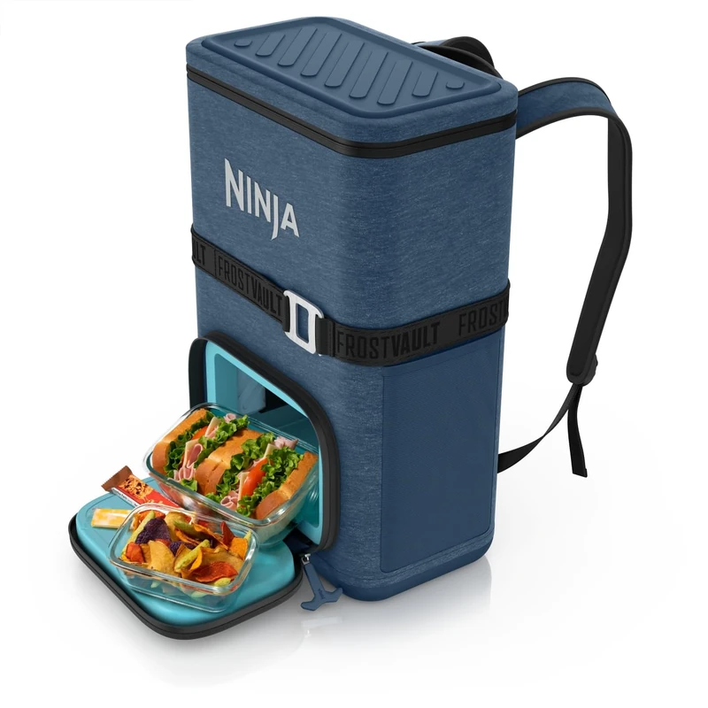 Ninja FrostVault Go 17 litre 24-Can Backpack Outdoor Soft Cooler with Cold Dry Zone, Keeps ice for up to 24 hours, Navy FF124EUUKNV