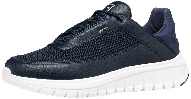 Geox Men U Flextride R D Sneaker, Navy Off White, 8 UK