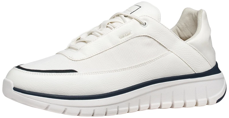 Geox Men U Flextride R D Sneaker, White Dk Navy, 8 UK