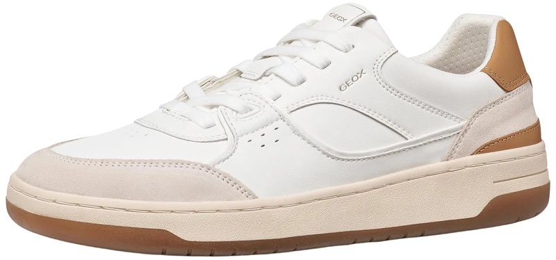 Geox Men's U Sedral Court B Trainers, White/TAN, 42 EU
