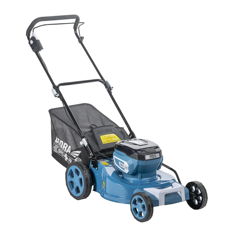 DEDRA Cordless Lawnmower with 2 x 18 V Battery + Charger V-Cut Blade, High Performance 2800-3200 rpm, Cutting Width: 460 mm, Cutting Height: 30-75 mm, 62 L Grass Catcher Basket